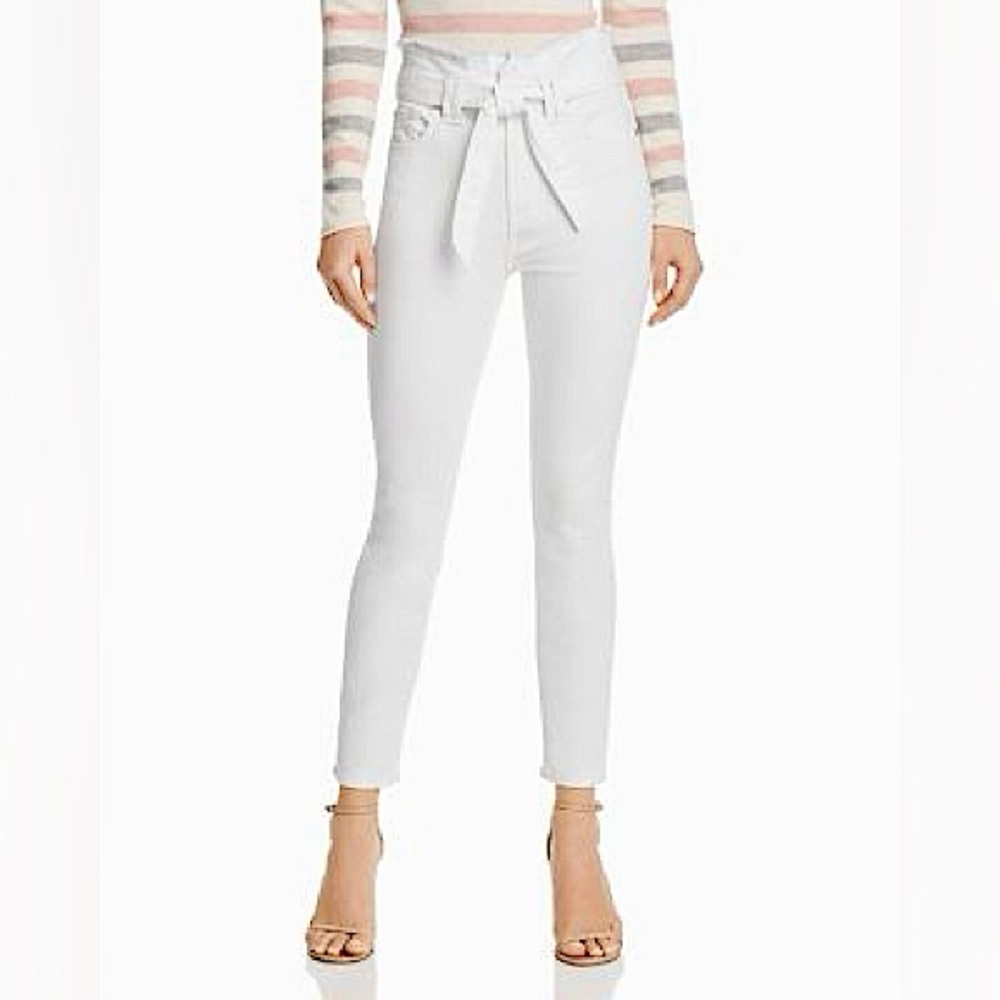 7 For All Mankind Paperbag High Waist White Jeans, NWT